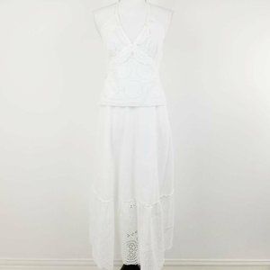 J Crew Sundress White Eyelet Halter Neck Lined 6